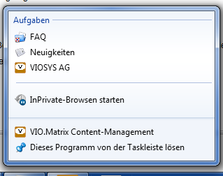 www.viomatrix.de als Web-App mit Tasks in der Windows-Taskleiste 
